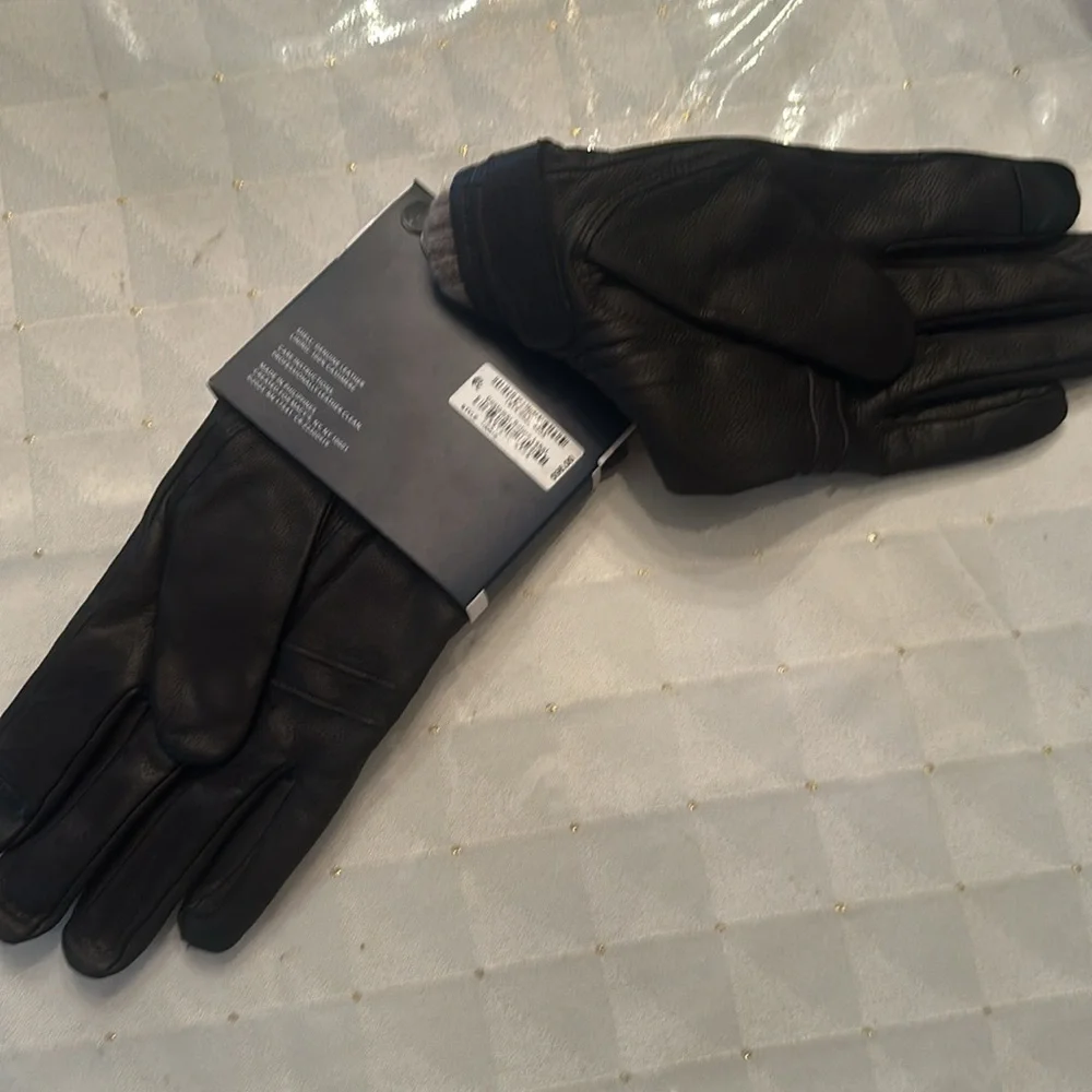 Club Room Snap Leather Tech Tip Gloves XL 100% cashmere lining - Picture 2 of 6